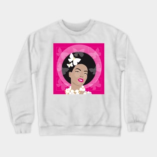 Girl with Afro and Butterflies Crewneck Sweatshirt